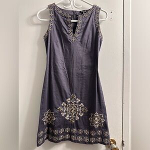 Le Chateau Gray Embellished Sleeveless Sundress